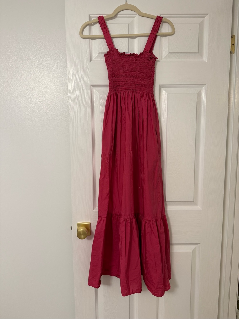 Hill House Home Anjuli Nap Maxi Dress Lipstick Pink Cotton - XXS